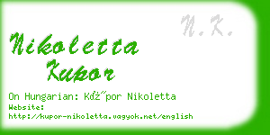 nikoletta kupor business card